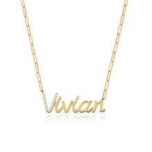 Load image into Gallery viewer, Pave Initial and Gold Name Necklace
