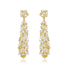 Statement Multi Shape Yellow and White Diamond Earrings