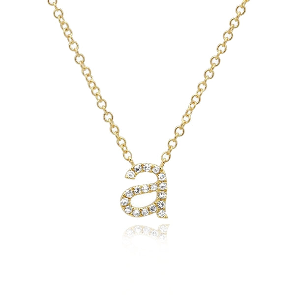 Lowercase Pave Initial Necklace