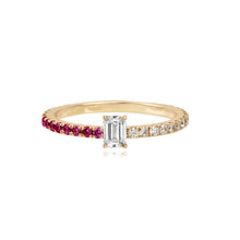Load image into Gallery viewer, Half Pave and Half Gemstone Solitaire Diamond Ring
