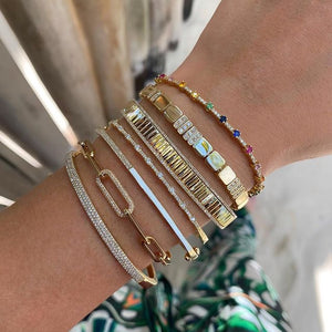 Striped Pave Outline Bangle