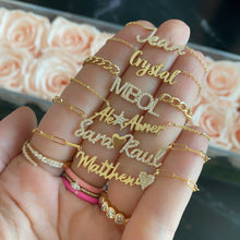 Load image into Gallery viewer, Cutout Gold Name &amp; Pave Charm Necklace

