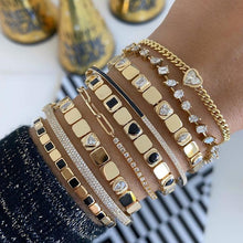 Load image into Gallery viewer, Large Golden Square Multi Shape Stone Bracelet

