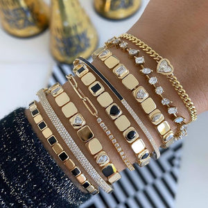 Large Golden Square Multi Shape Stone Bracelet
