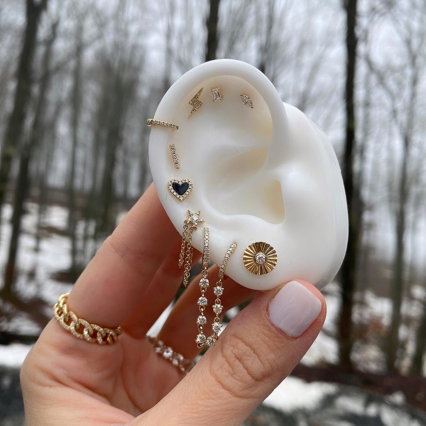 Diamond Double Hoop Huggie Chain Earrings, 14K White Gold Hoops – AMYO  Jewelry