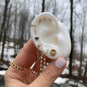 Pave Outline Stone Heart Studs