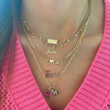 Load image into Gallery viewer, Three Pave Initials and Gold Charms Cuban Necklace
