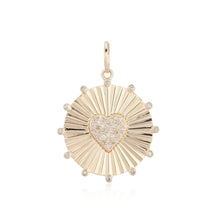 Load image into Gallery viewer, Round Striped Pave Heart Medallion Charm
