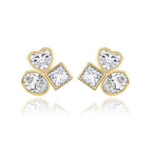 Three Medium Multi Shape Diamond Earring