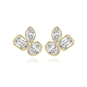 Three Medium Multi Shape Diamond Earring