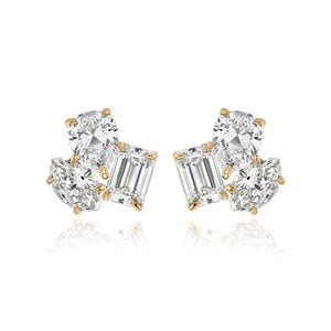 Three Medium Multi Shape Diamond Earring