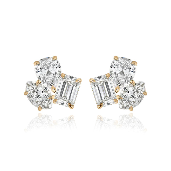 Three Medium Multi Shape Diamond Earring