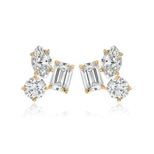 Three Medium Multi Shape Diamond Earring
