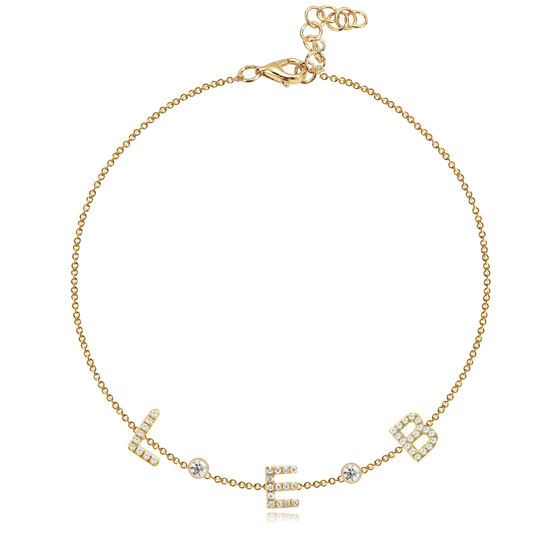 Multi Initial Pave Bezel Bracelet
