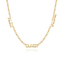 Load image into Gallery viewer, Cutout Paperclip Gold Names Necklace
