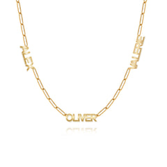 Cutout Paperclip Gold Names Necklace