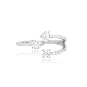 Multi Shape Three Diamonds Pave Ring