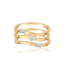 Load image into Gallery viewer, Three Line Multi Shape Diamond Ring
