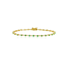 Load image into Gallery viewer, Gemstone and Diamonds Segment Tennis Bracelet
