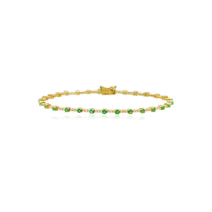 Gemstone and Diamonds Segment Tennis Bracelet