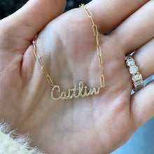 Load image into Gallery viewer, Diamond Name Paperclip Necklace
