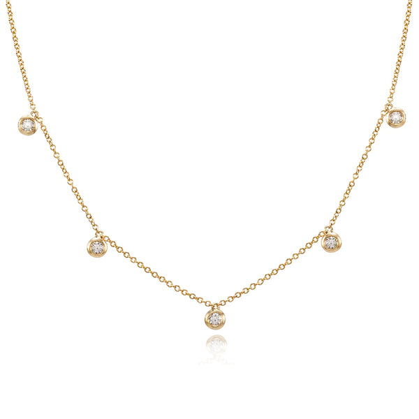Five Bezel Dangling Necklace