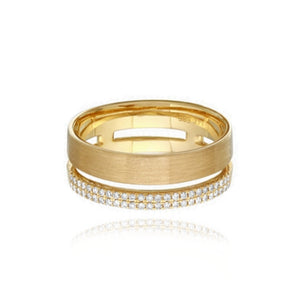 Gold Band with Pave Bar Ring