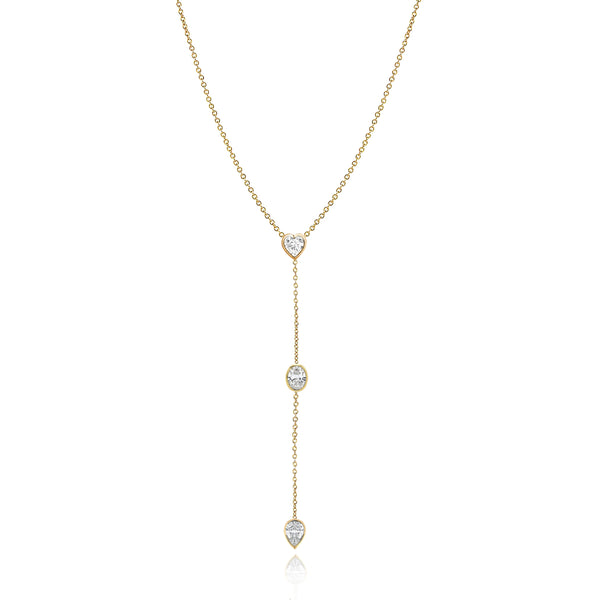 Lariat Multi Bezel Diamond Shape Necklace