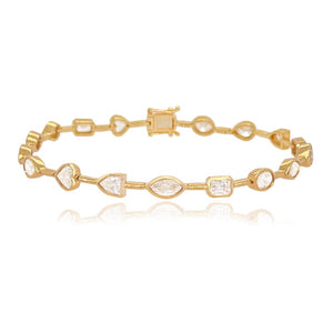 Multi Shape Bezel Diamond Tennis Bracelet
