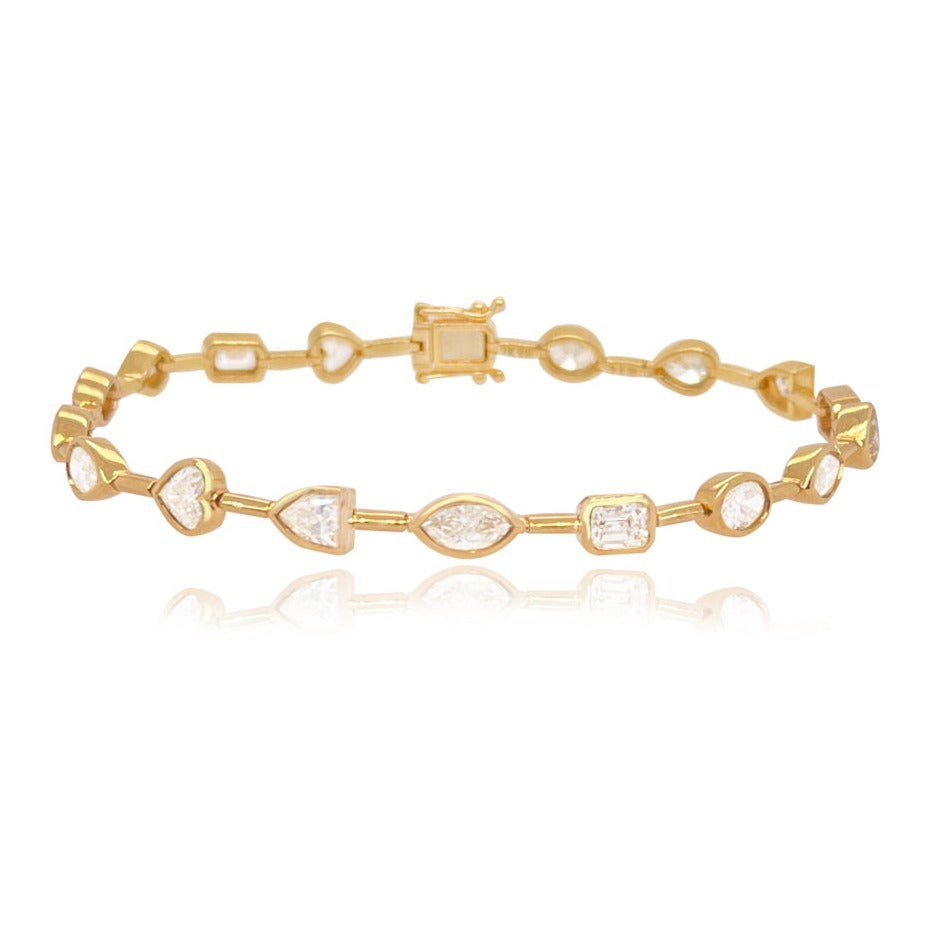Multi Shape Bezel Diamond Tennis Bracelet