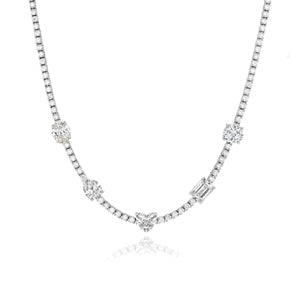 Five Shape Diamond Tennis Necklace