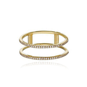 Double Band Pave Ring