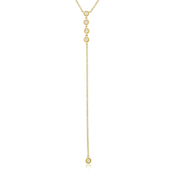 Drop Bezel Lariat Necklace