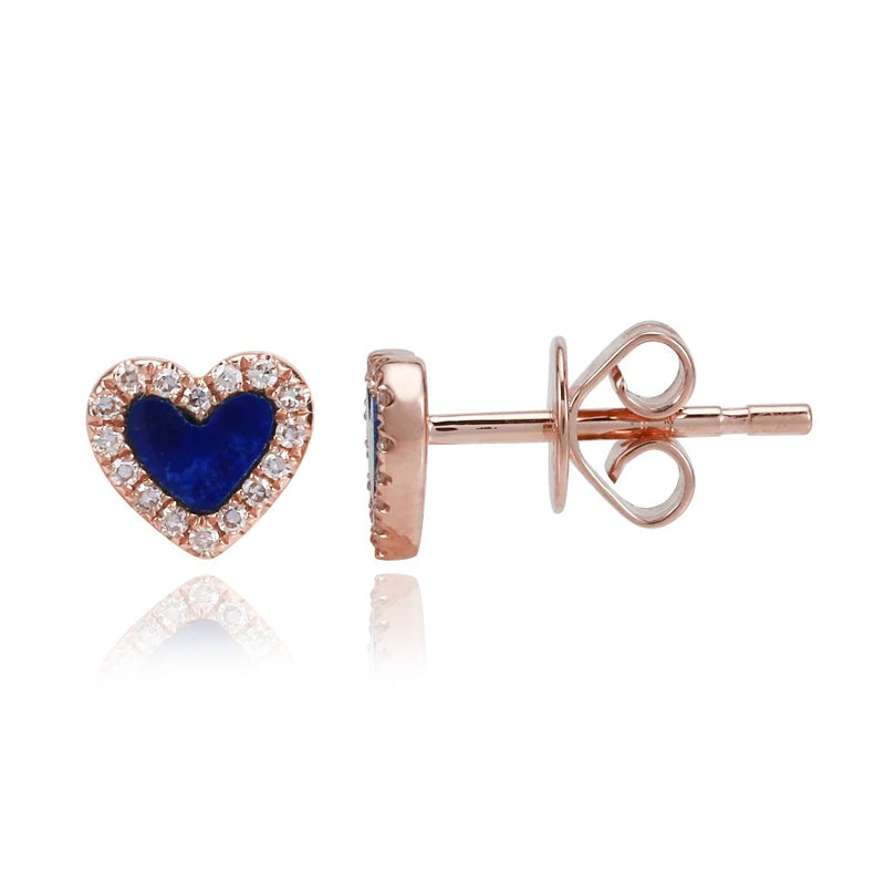 Pave Outline Stone Heart Studs