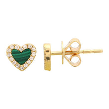 Load image into Gallery viewer, Pave Outline Stone Heart Studs
