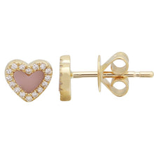 Load image into Gallery viewer, Pave Outline Stone Heart Studs
