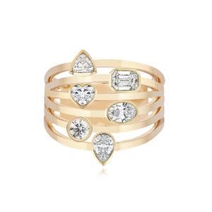 Multi Lines Bezel Diamonds Ring