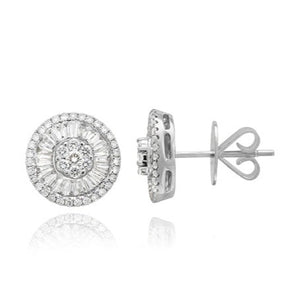 Round Diamond and Baguette Earrings