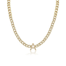 Load image into Gallery viewer, Diamond Cuban Link Two Row Initial Necklace
