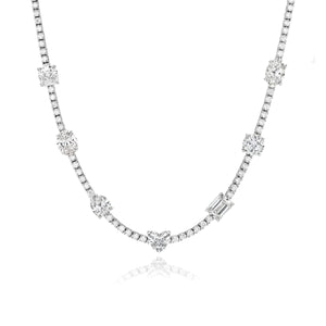 Seven Shape Diamond Tennis Necklace