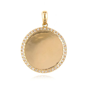 Large Round Pave Plate Charm
