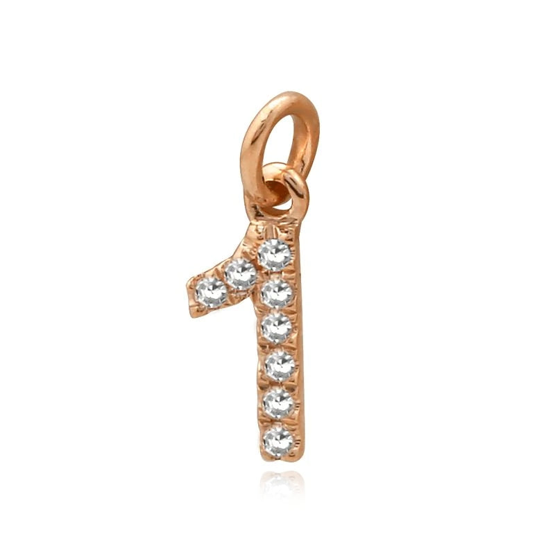 Small Pave Number Charm