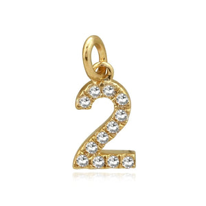 Small Pave Number Charm