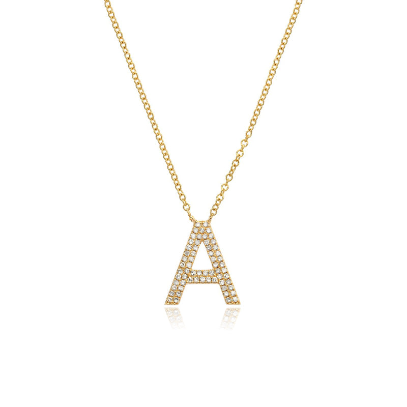 Double Row Pave Initial Necklace
