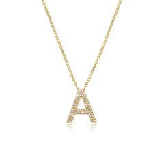 Double Row Pave Initial Necklace