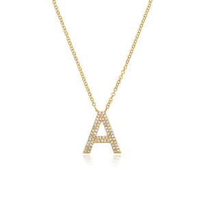 Double Row Pave Initial Necklace