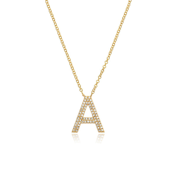 Double Row Pave Initial Necklace