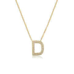 Double Row Pave Initial Necklace