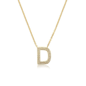 Double Row Pave Initial Necklace