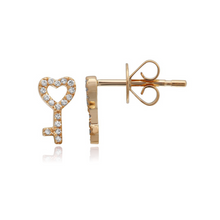 Load image into Gallery viewer, Pave Heart Key Stud
